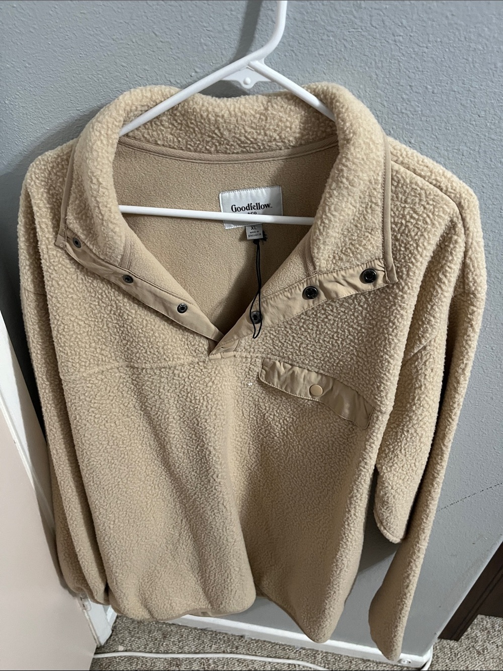 Goodfellow & Co Men’s Beige Zip-Button Sherpa Pullover